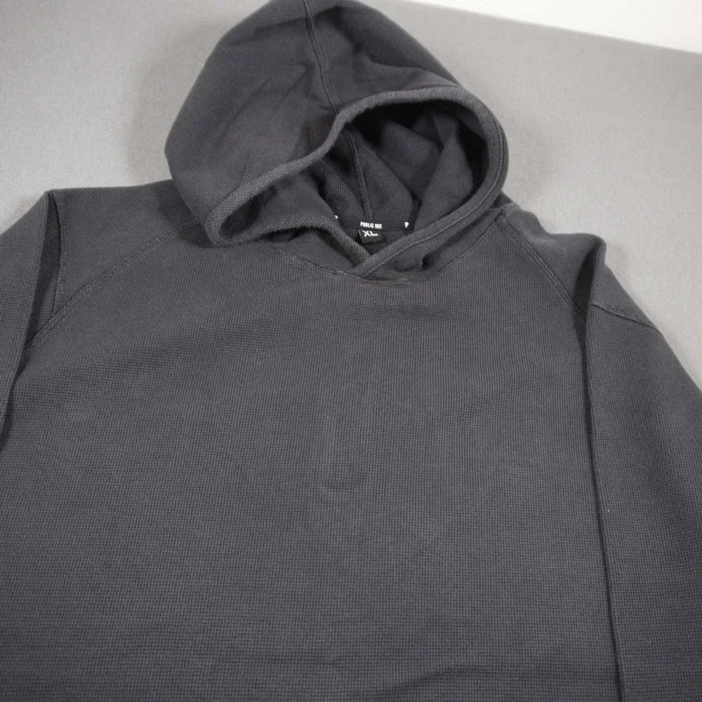 Public Rec Waffle Knit Raglan XL Men Hoodie Thermal Black Gym Essential Pullover